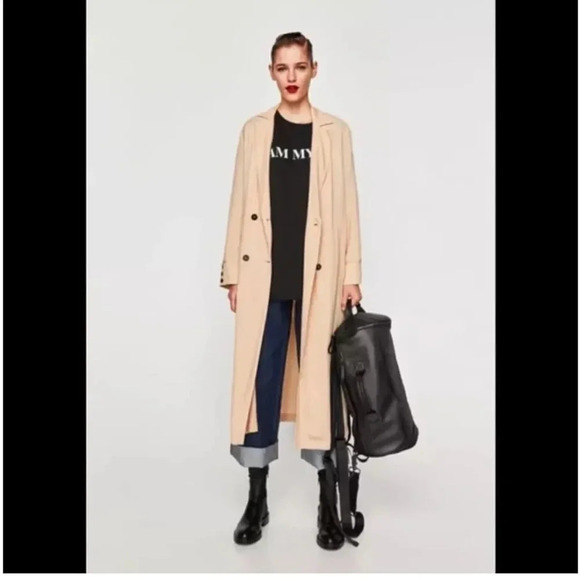ZARA TRF OUTERWEAR LONG SLEEVE DUSTER TAN/BEIGE SIZE SMALL/ MEDIUM - Picture 1 of 13